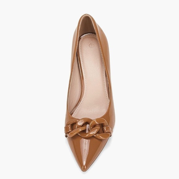 STEVE MADDEN LALETTE CHAINLINK POINTED TOE PUMP IN CAMEL - Picture 6 of 8